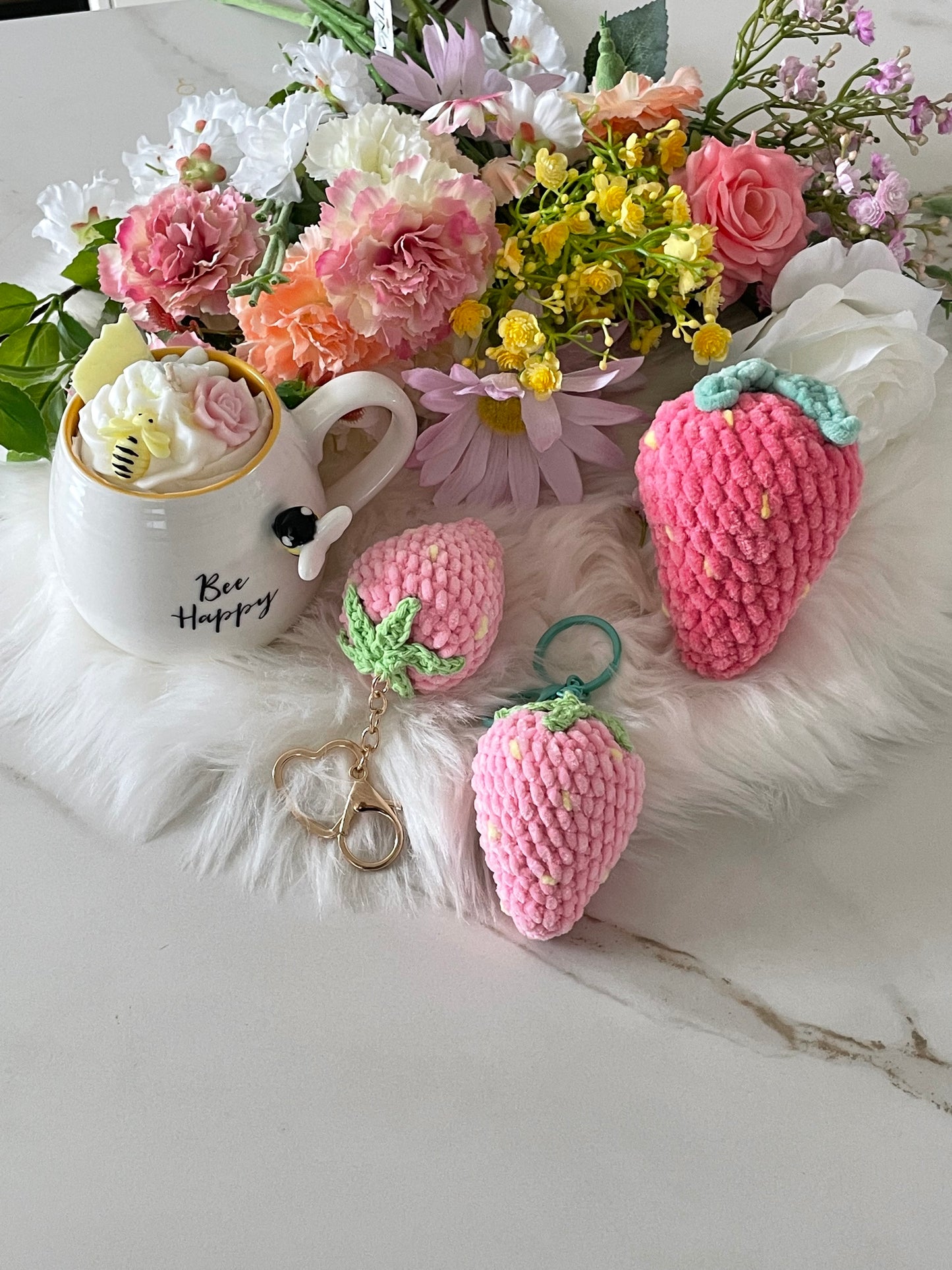 Strawberry keychain or car mirror chain π