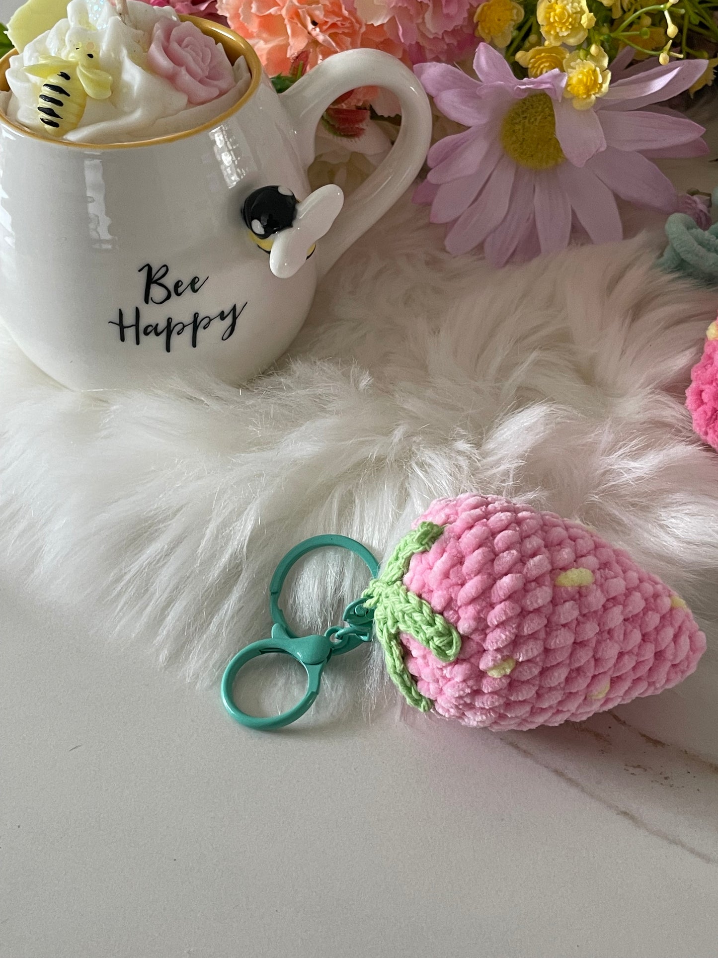 Strawberry keychain or car mirror chain π