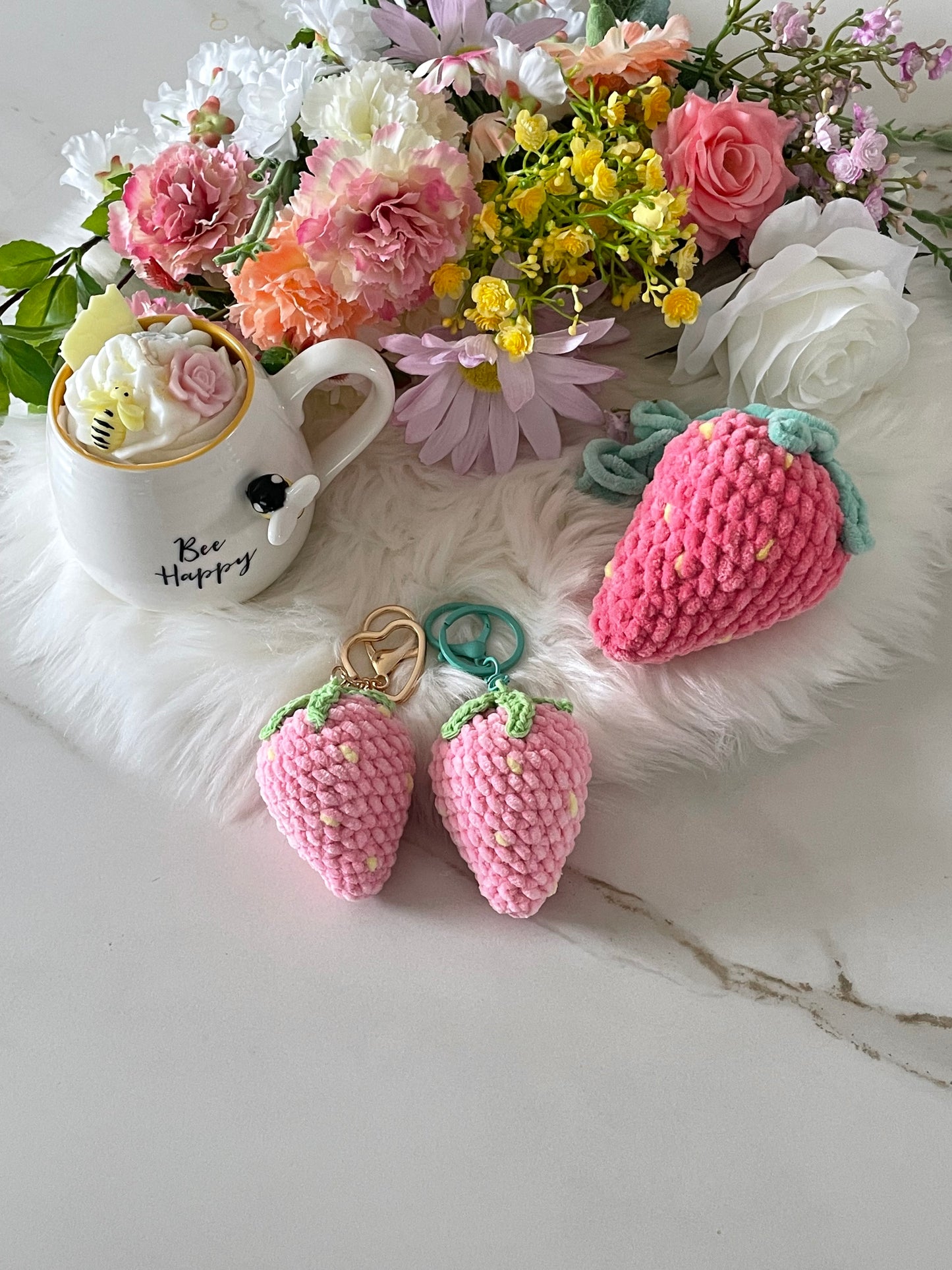 Strawberry keychain or car mirror chain π