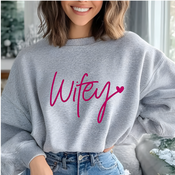 Wifey Sweater Pink (Puff Print)