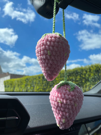 Strawberry keychain or car mirror chain 🍓