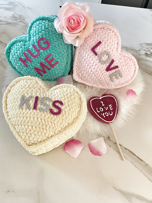 Candy Hearts Crochet Pattern – Valentine Hearts (Digital PDF)