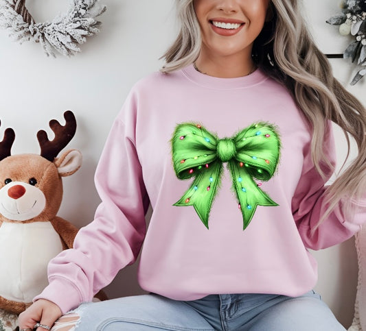 Grinch bow sweater with lights