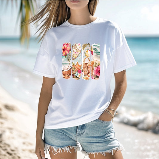 Summer T shirt Tropical beach