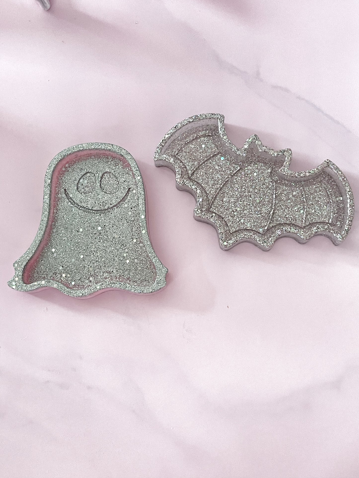 Spooky Resin Trinket Holders - Glitter Ghost & Bat