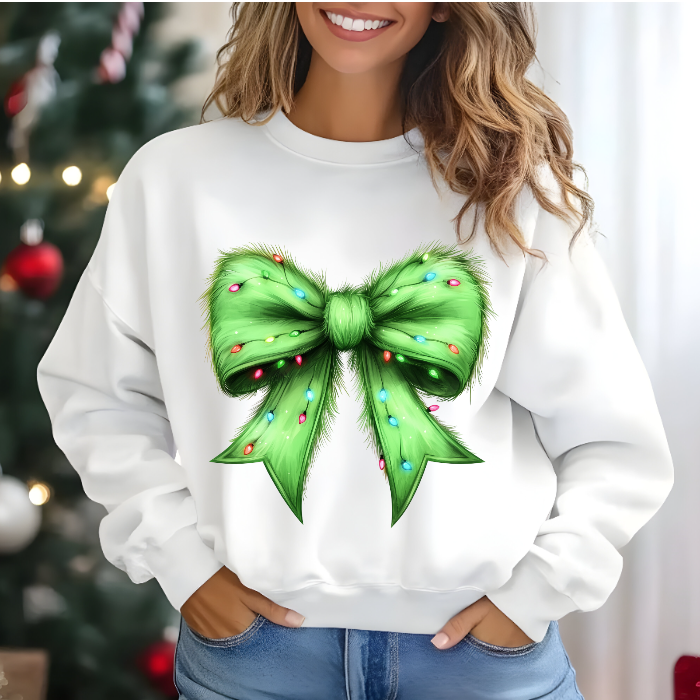 Grinch bow sweater with lights