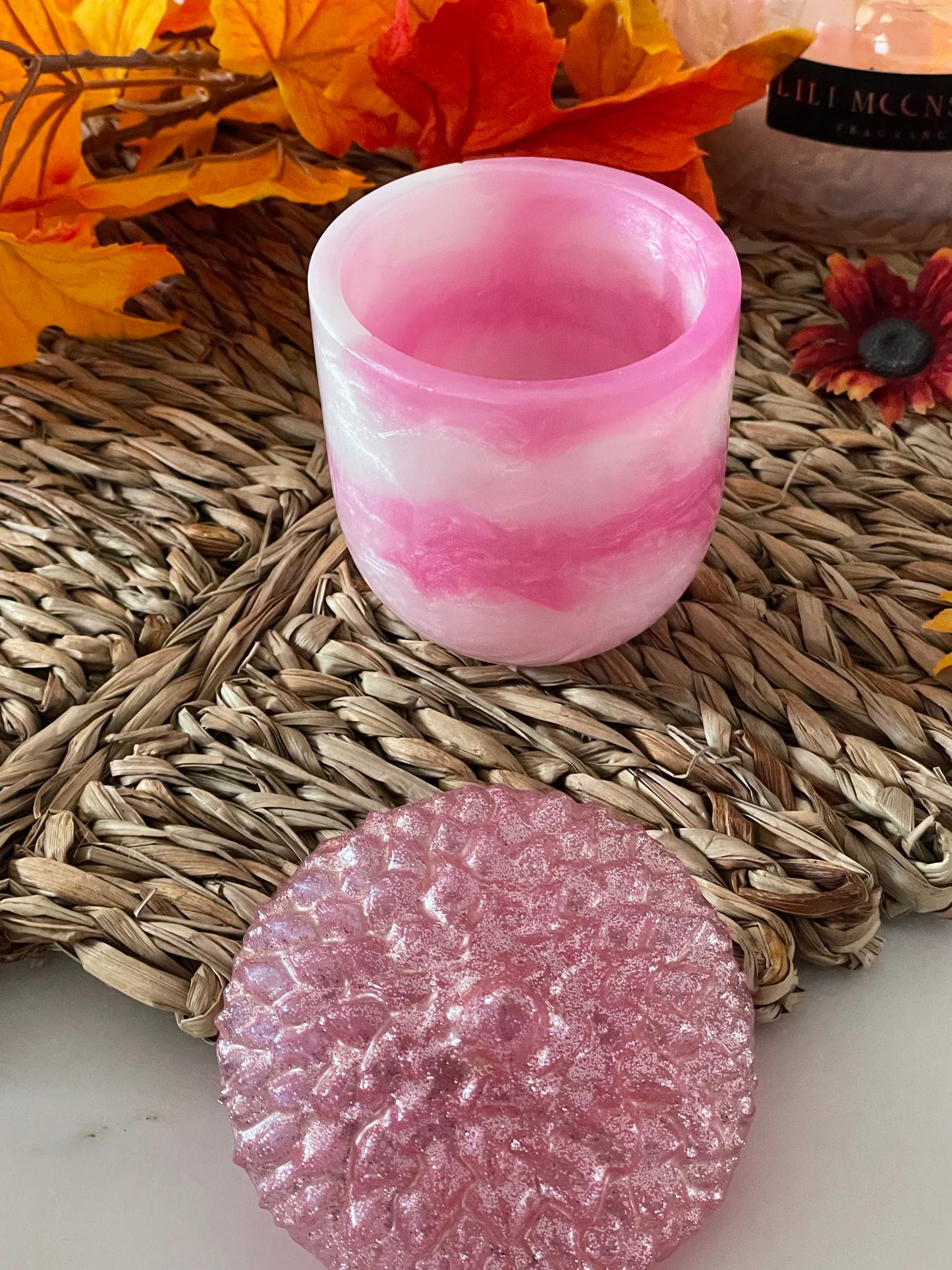 Pink Acorn resin jar