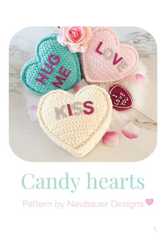 Candy Hearts Crochet Pattern – Valentine Hearts (Digital PDF)