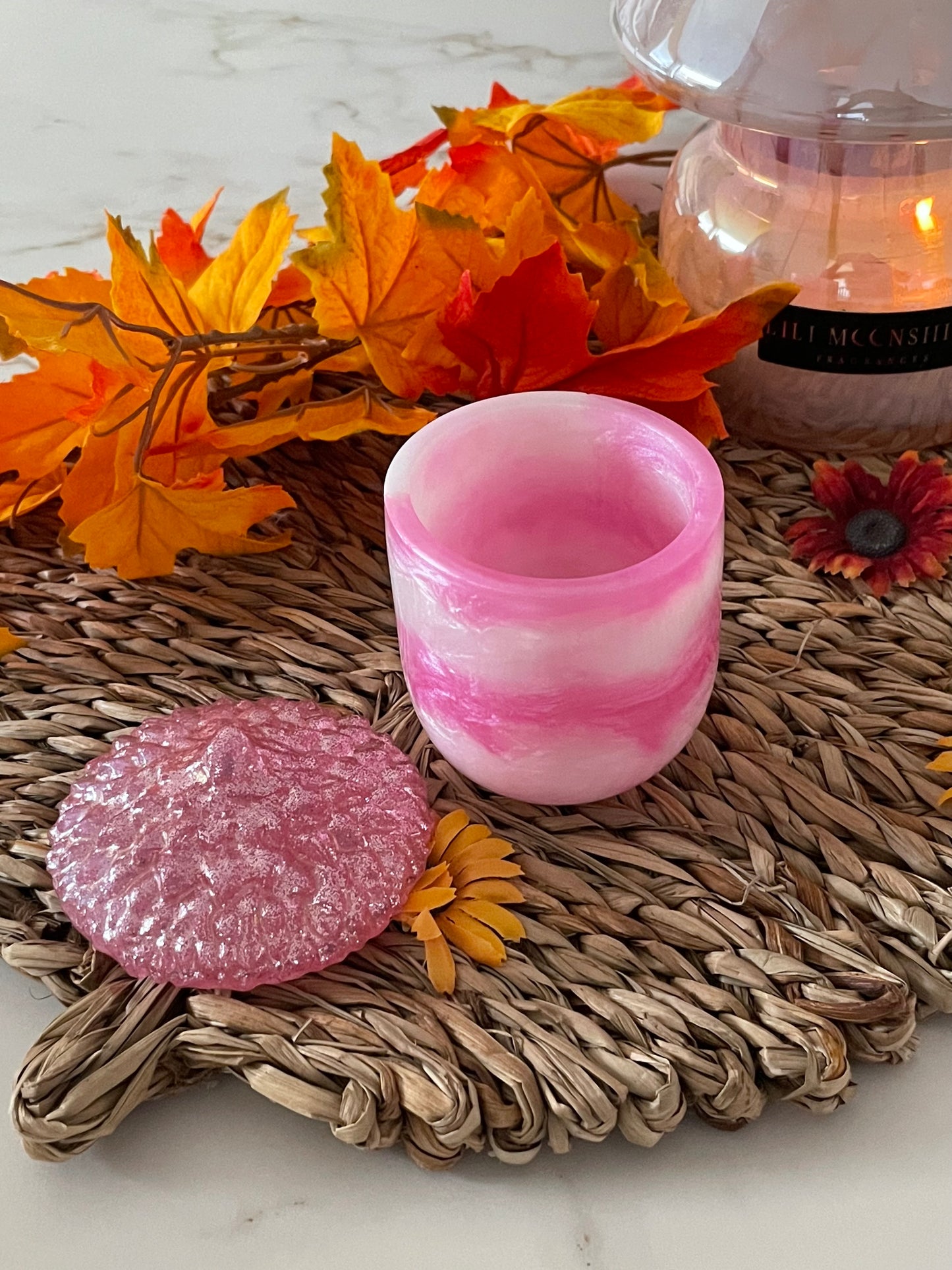 Pink Acorn resin jar