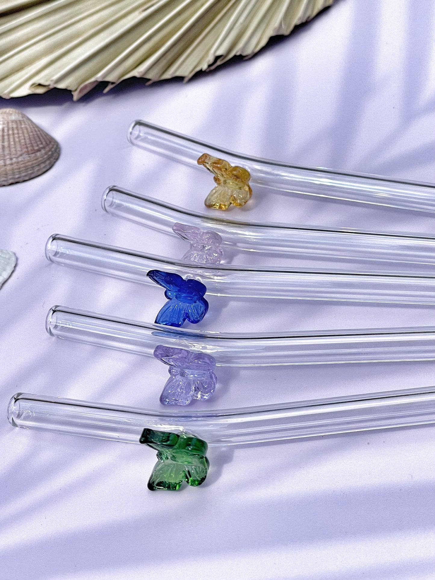 Glass butterfly straws