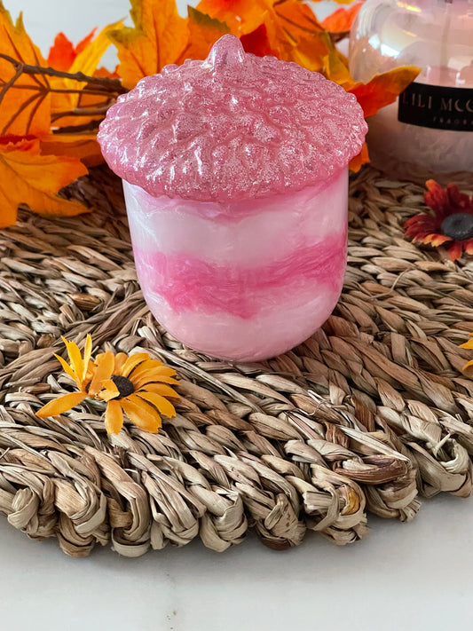 Pink Acorn resin jar