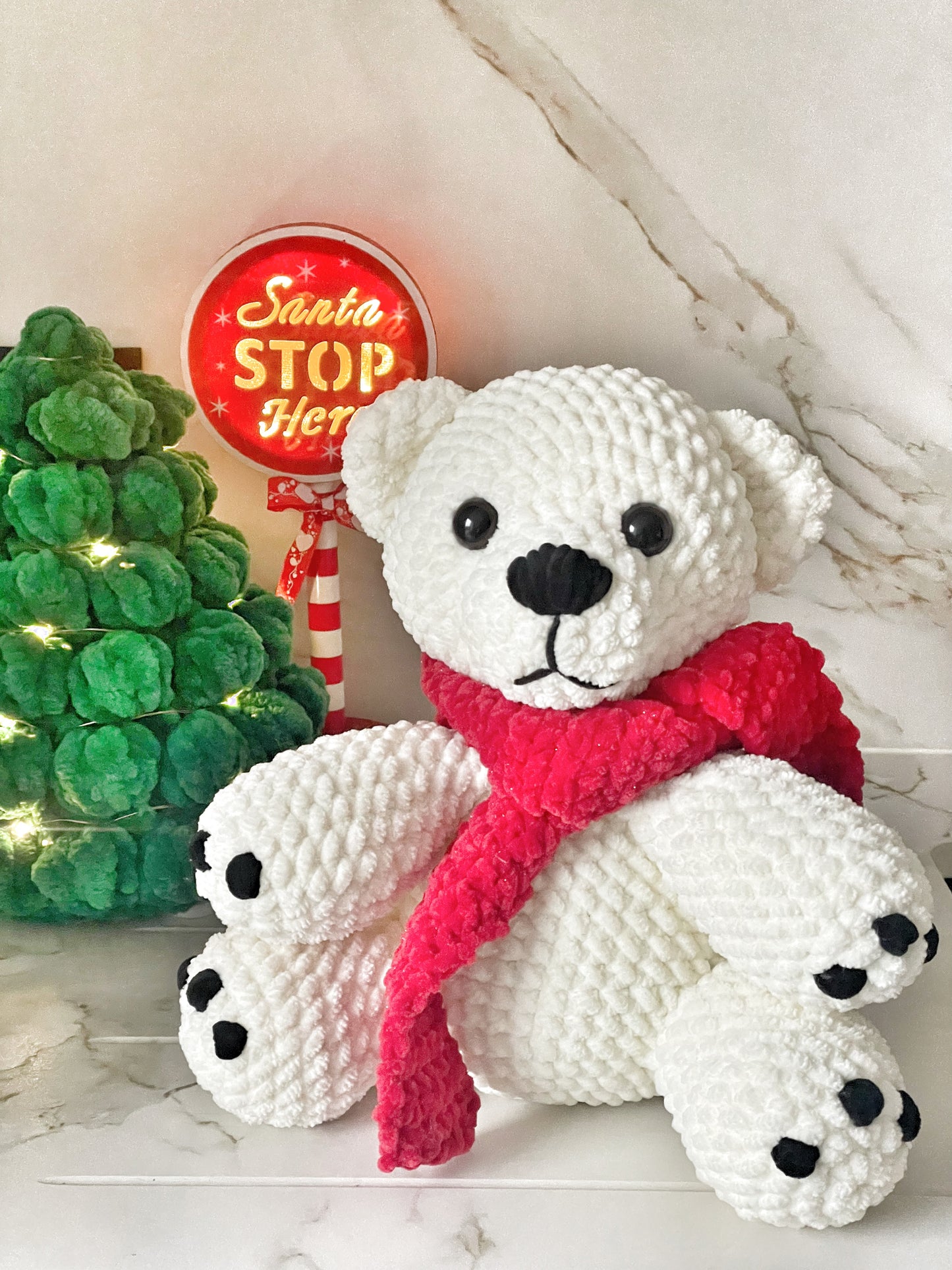 Polar Bear with Red Scarf