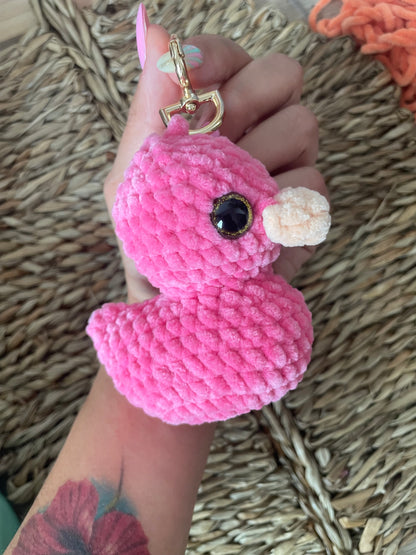 Snuggle Duck Keychain  Handmade Soft Plush Duck