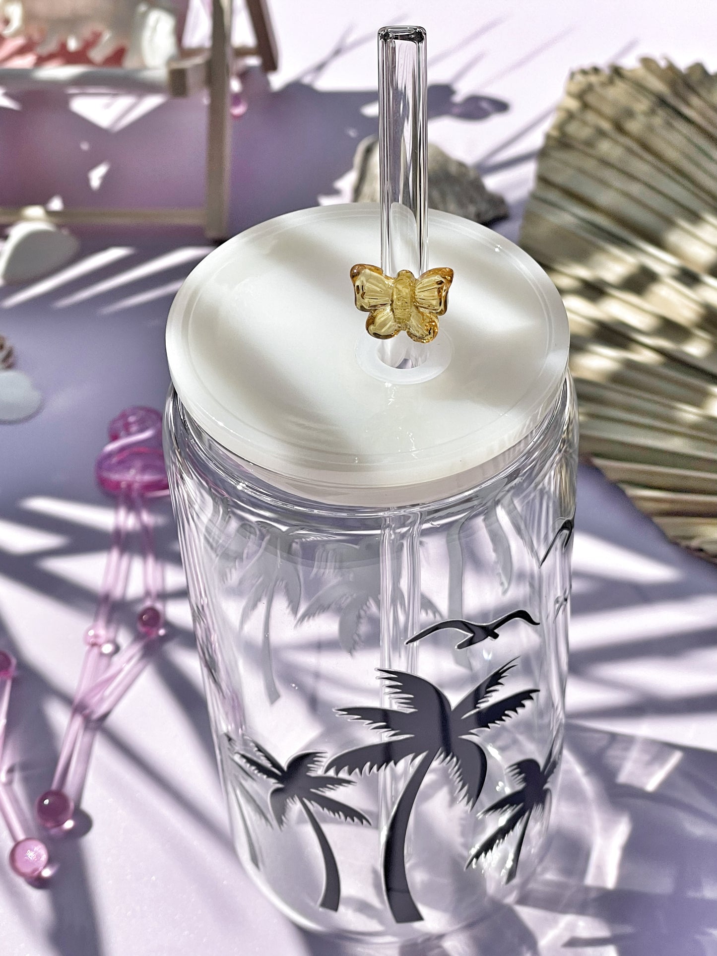 Glass butterfly straws