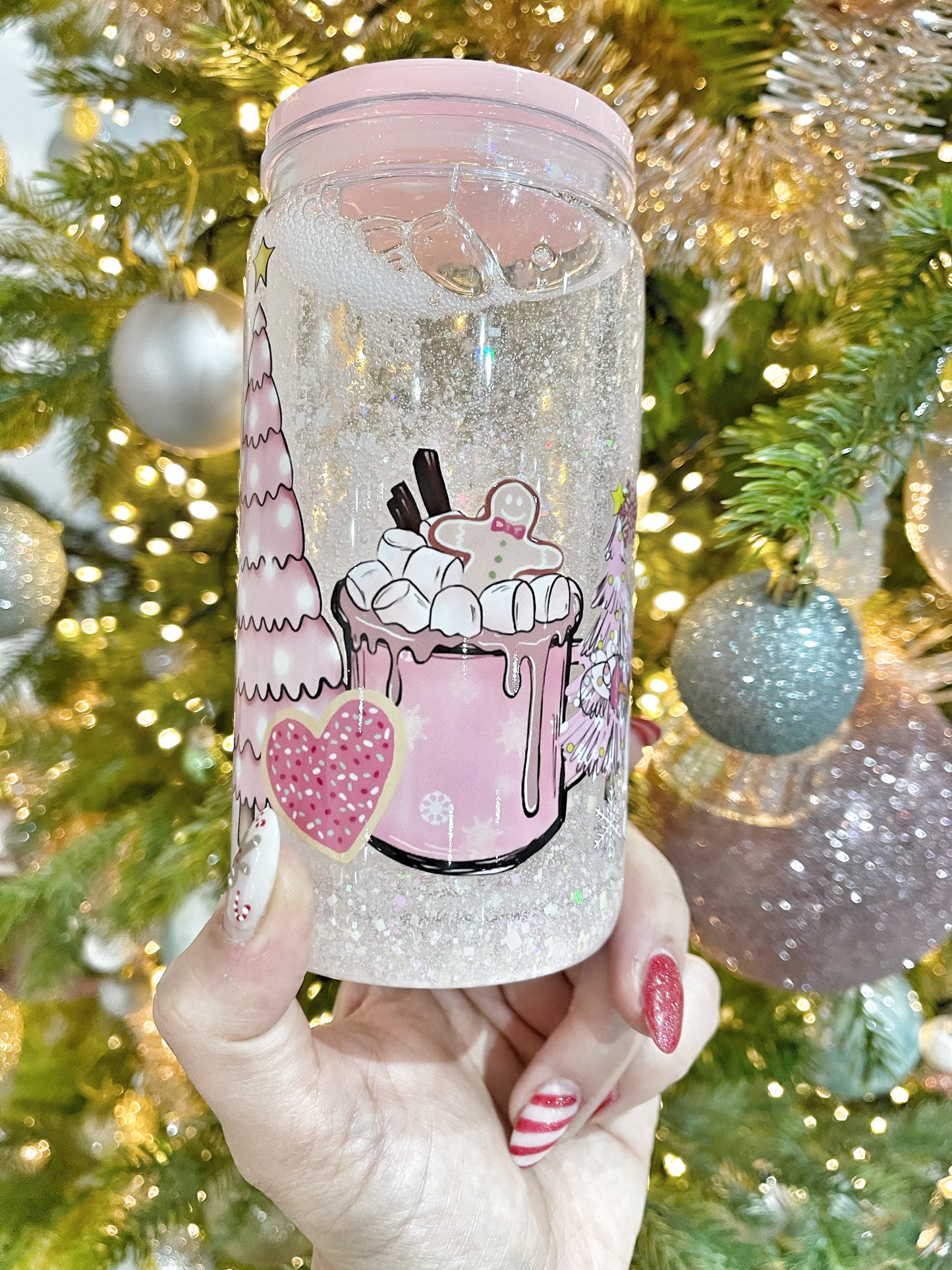 Glitter Snowglobe tumblers - Plastic