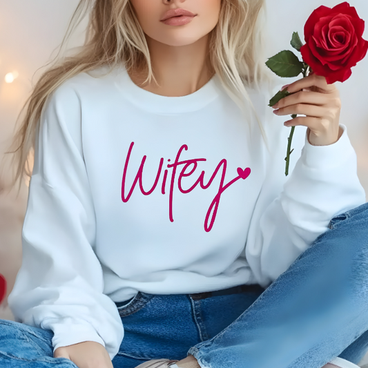 Wifey Sweater Pink (Puff Print)